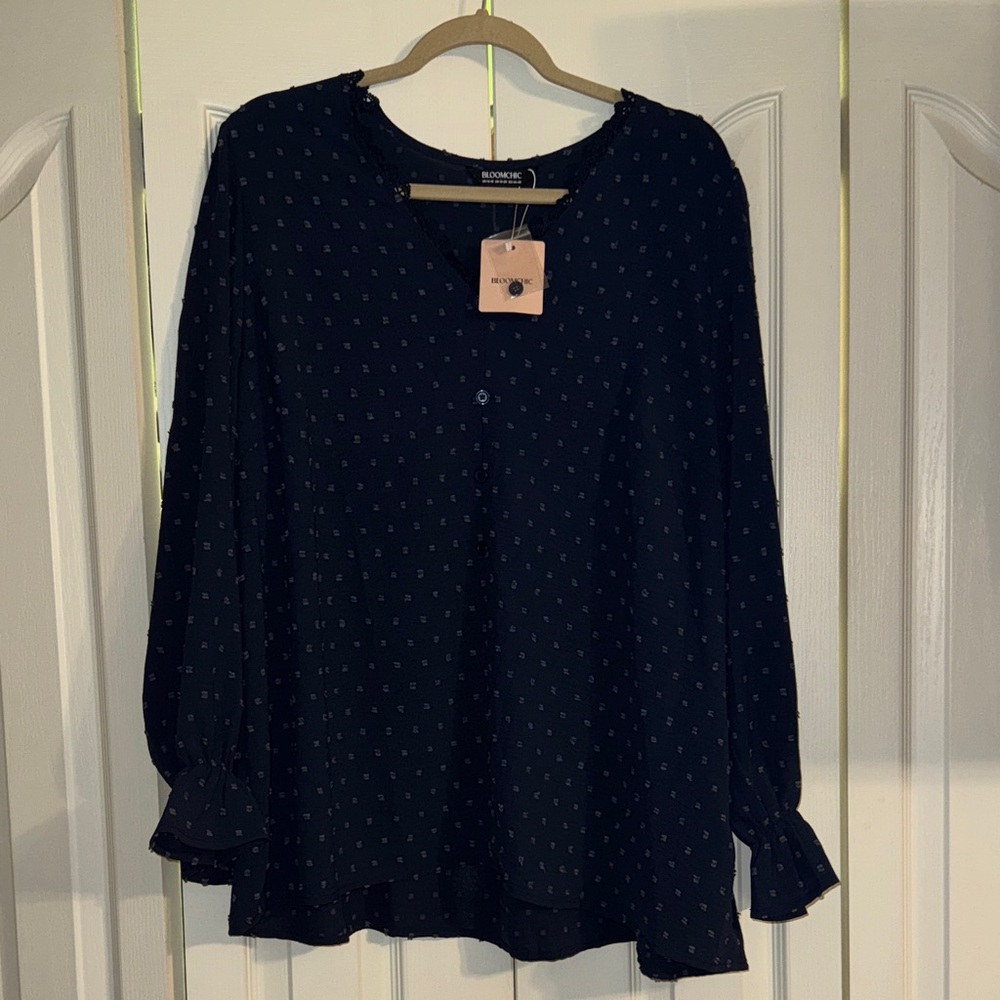 BloomChic Women's Dark Blue Blouse with Pattern